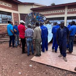 V2SDF training culminates as educators complete the final assembly of the industrial SK-23 parabolic solar cooker.